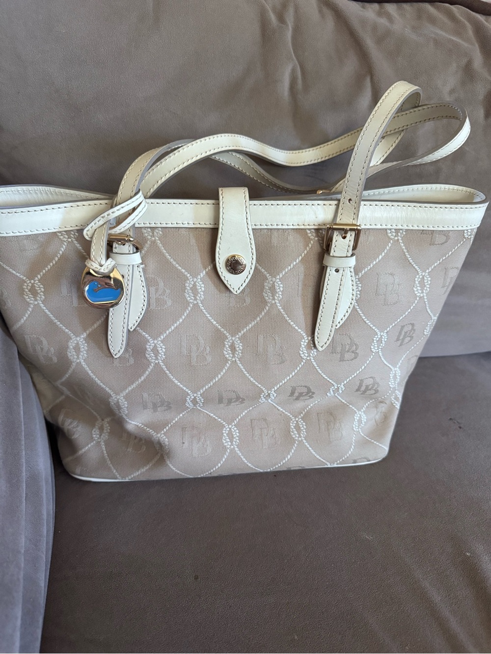 Dooney & Bourke Beige and White Signature Tote